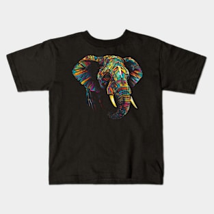 Elephant Animal Colourful Zoo Art Elephant Kids T-Shirt